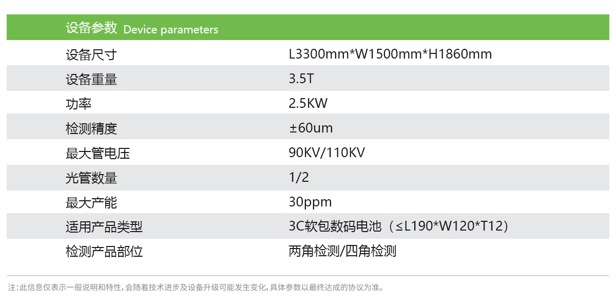 日聯(lián)科技鋰電池檢測(cè)設(shè)備參數(shù)